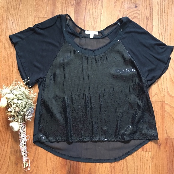 Black Sequin Silk Blouse - Picture 1 of 2